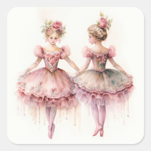 Sticker Carré Casse-Noisette Ballet, Boutons de Rose