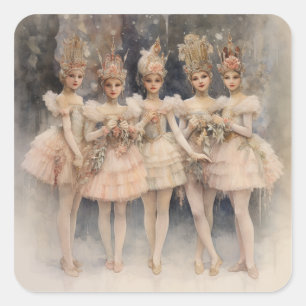 Sticker Carré Casse-Noisette Ballet, Les Danseurs Mirliton
