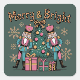 Sticker Carré Casse-Noisette Coquette Léopard Noël Joyeux et Lum