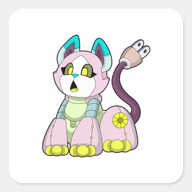 Sticker Carré Cat as robot (Devant)