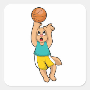 Sticker Carré Cat at Basketball Sports