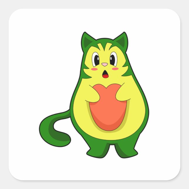 Sticker Carré Cat Avocado (Devant)