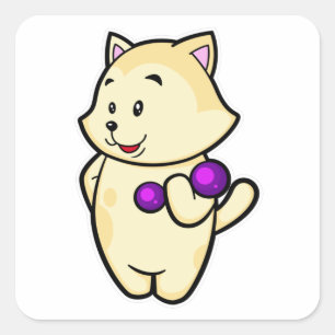 Sticker Carré Cat Biceps formation avec Dumbbell