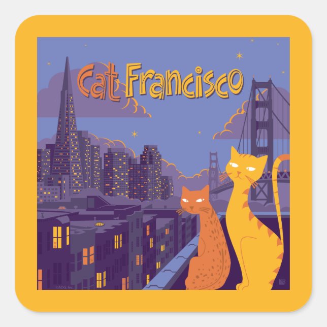 Sticker Carré Cat Francisco (Devant)