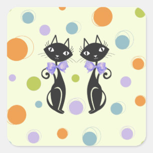 Sticker Carré Cat moderne du milieu du siècle