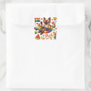 Sticker Carré Cat Pride Paws Pride d'inspiration chat LGBTQ