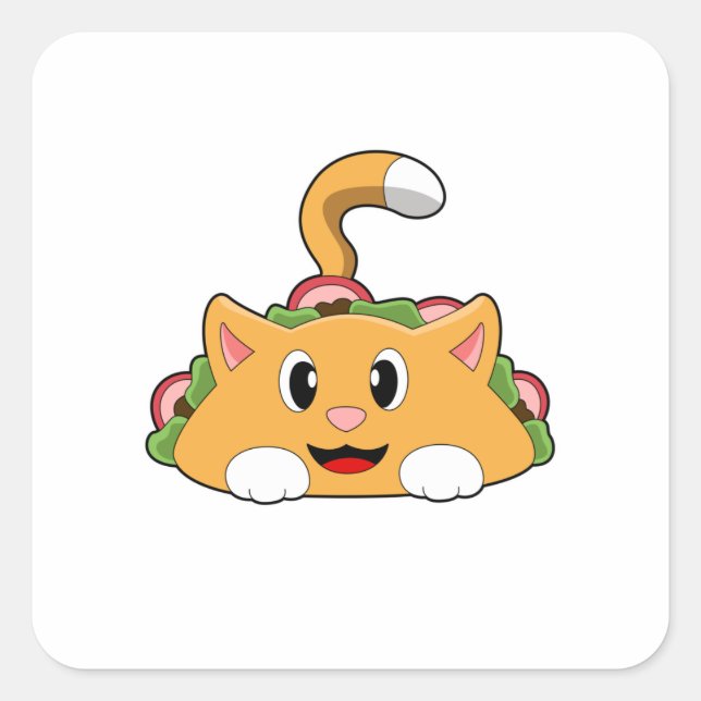 Sticker Carré Cat Taco (Devant)