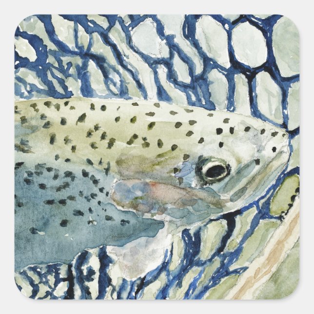 Sticker Carré Catch & Release Fishing Designs (Devant)