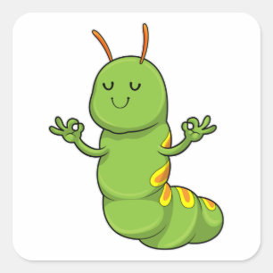 Sticker Carré Caterpillar à la Méditation du Yoga