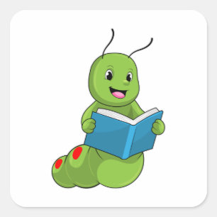 Sticker Carré Caterpillar à lire avec livre
