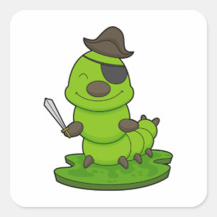 Sticker Carré Caterpillar as Pirate
