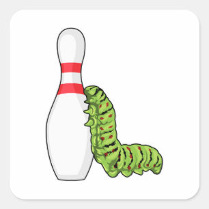 Sticker Carré caterpillar at bowling with bowling pin
