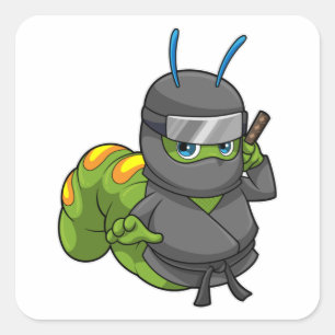 Sticker Carré Caterpillar comme Ninja avec épée