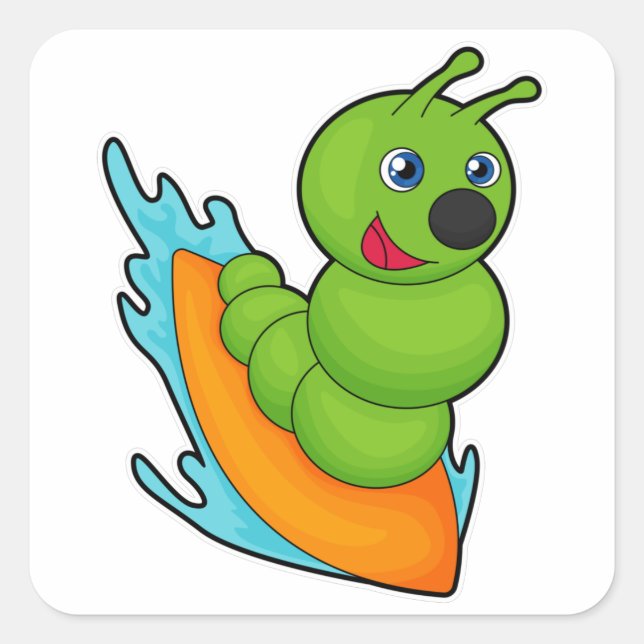 Sticker Carré Caterpillar comme Surfer avec Surfer (Devant)