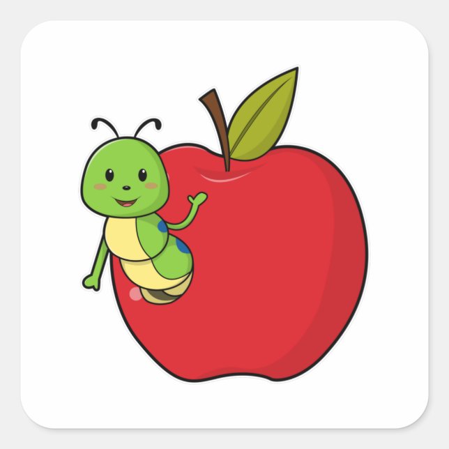 Sticker Carré Caterpillar d'Apple (Devant)