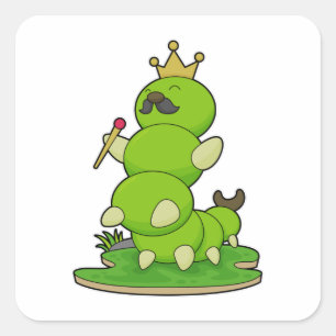Sticker Carré Caterpillar en roi avec Couronne