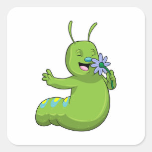 Sticker Carré Caterpillar with Flower