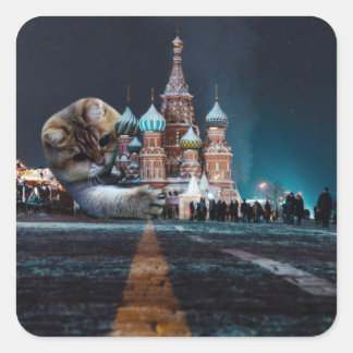 Sticker Carré Cathédrale Saint-Basil et Hosico