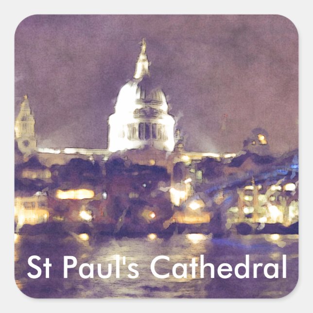 Sticker Carré Cathédrale Saint-Paul par peinture de nuit (Devant)