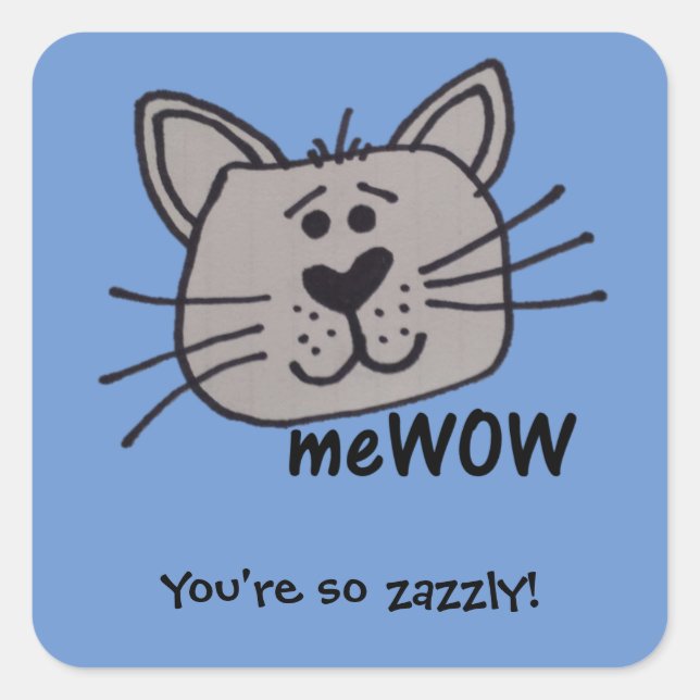 Sticker Carré Cat's meWOW Personnalisable bon emploi Carré (Devant)