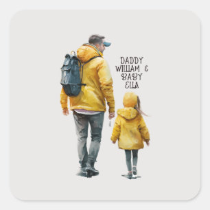 Sticker Carré Caution père et fille (3)