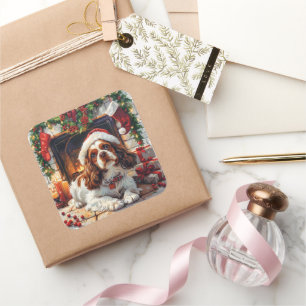 Sticker Carré Cavalier King Charles Spaniel par cheminée