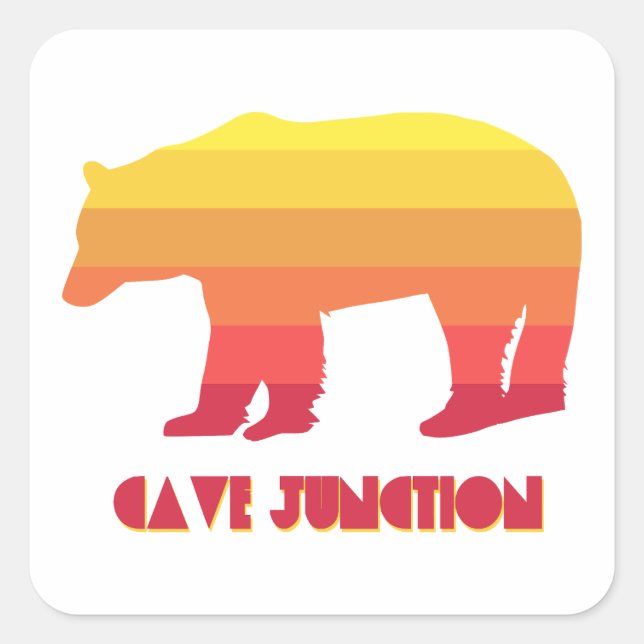 Sticker Carré Cave Junction Oregon Rainbow Bear (Devant)