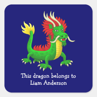 Sticker Carré Ce dragon vert appartient à