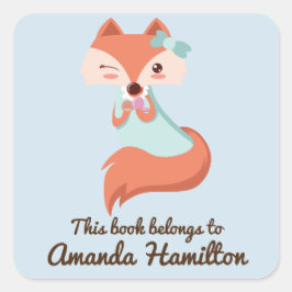 STICKER CARRÉ CE LIVRE APPARTIENT À COUPER LE FOX AVEC LE BOIS B