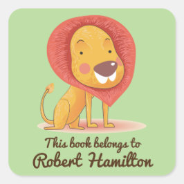 STICKER CARRÉ CE LIVRE APPARTIENT À MORT SHY LION PERSONNALISÉ