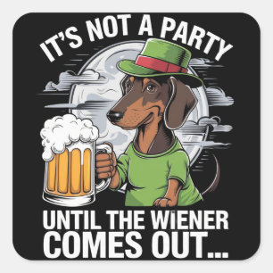Sticker Carré Ce n'est pas une fête jusqu'à Dachshund Irish Beer