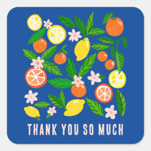 Sticker Carré Célébration Citrus BABY SHOWER personnalisé Merci