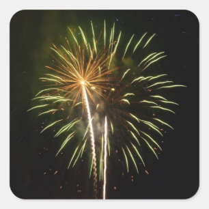 Sticker Carré Célébration de vacances de feux d'artifice verts e