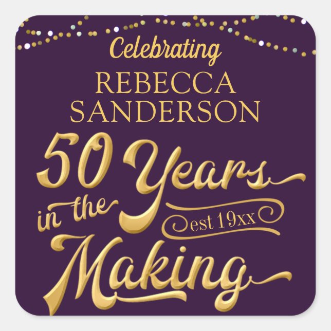 Sticker Carré Célébrons 50 ANS DE FABRICATION | 50e Anniversaire (Devant)