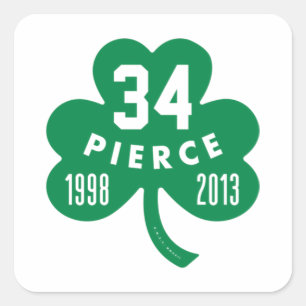 Sticker Carré Celtics - Pierce 34 Retraité Numéro Clover (Vert)