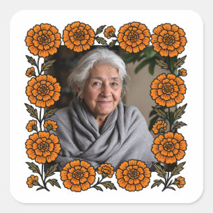 Sticker Carré Cempasúchil Ofrenda Con Foto Día de Muertos