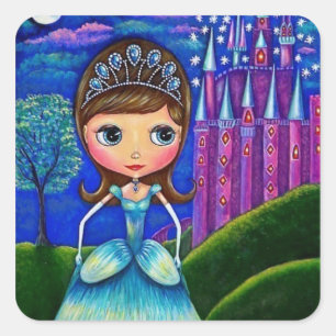 Sticker Carré Cendrillon au château Tiara Ball Gown
