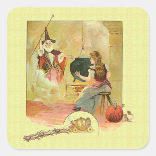 Sticker Carré Cendrillon Et Sa Fée Dieu Mère