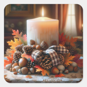 Sticker Carré Centerpiece de bougie de Thanksgiving