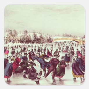 Sticker Carré Central Park, hiver : Le carnaval de patinage