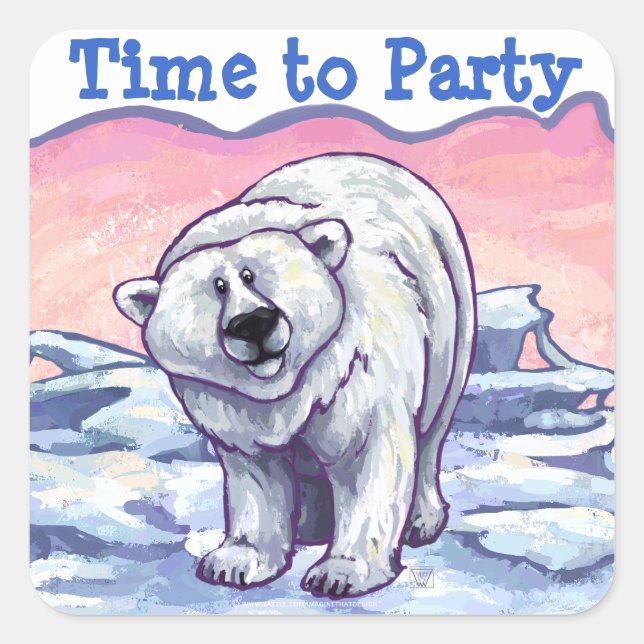 Sticker Carré Centre de la fête de l'ours polaire (Devant)
