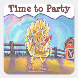 Sticker Carré Centre de la fête du poulet