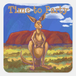 Sticker Carré Centre du parti Kangaroo