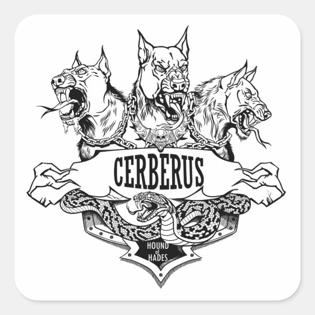 Sticker Carré Cerberus et serpent (Devant)