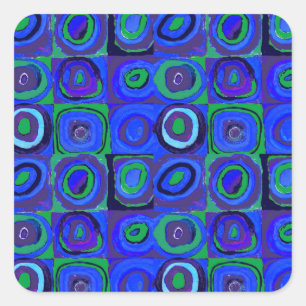Sticker Carré Cercle Carré Kandinsky Farbstudie Blue Quadrate