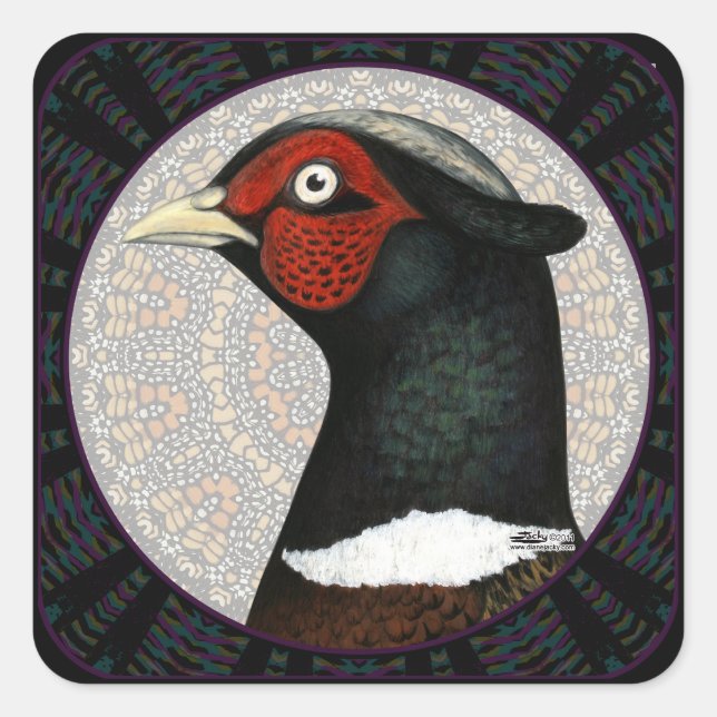 Sticker Carré Cercle de faisan Ringneck (Devant)