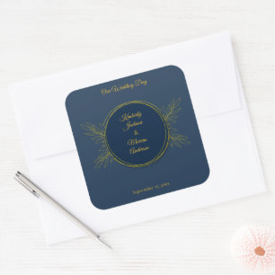 Sticker Carré Cercle de mariage Élégance Dorée