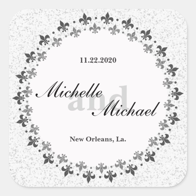 Sticker Carré Cercle double de Fleur de Lis (Devant)