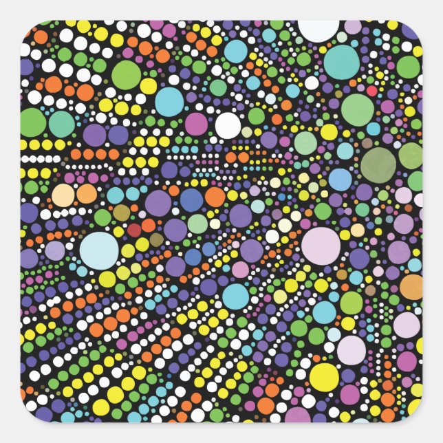 Sticker Carré Cercles géométriques colorés (Devant)