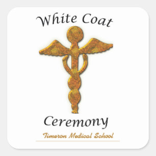 Sticker Carré Cérémonie de la robe blanche Or Médicale, cadeau C